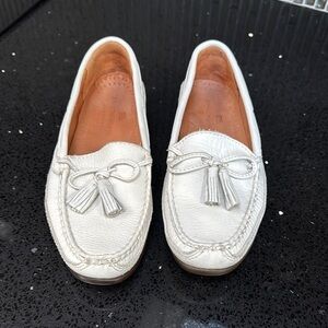 White Leather Loafers with Tassels